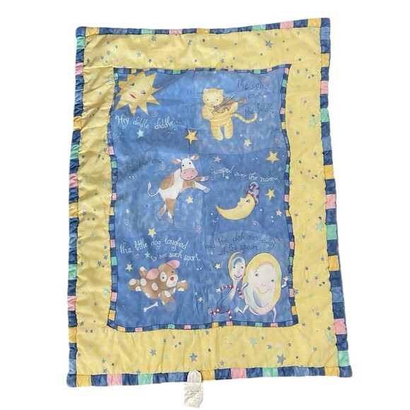 Kids Line Hey Diddle Diddle Baby Blanket 32" x 43" Nursery Rhyme - Picture 1 of 6